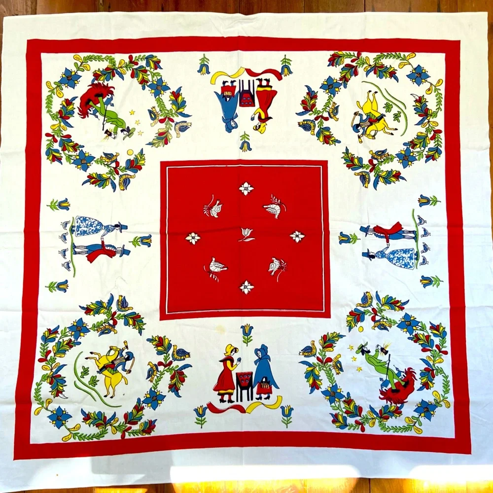 Vintage Table cloth Dutch‎ Images 52” x 48”